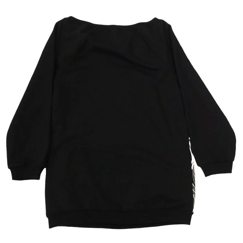 4/$25 KUT FROM THE KLOTH Size S Black Silver Sequin Crewneck Pullover Sweatshirt - Picture 2 of 4